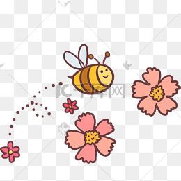 卡通植物和蜜蜂矢量图
