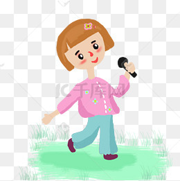 草地里唱歌的小女孩