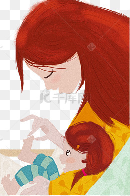 母亲节亲吻妈妈手绘图