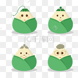 表情可爱端午节卡通图案矢量看着粽子包抖音你图片