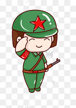 八一建军节卡通军人致敬插画