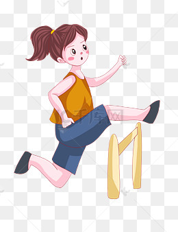 卡通中小学生运动会跳高