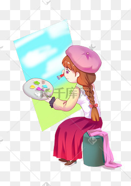 卡通小画家png下载