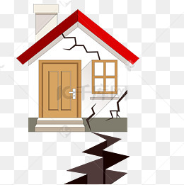 卡通地震房屋裂痕