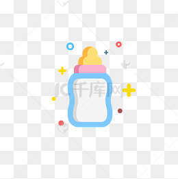 母婴手绘风格粉色发光小奶瓶透明