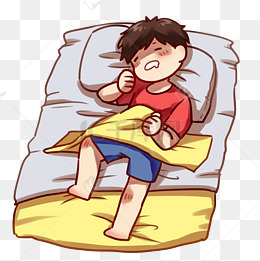 世界睡眠日手绘卡通男孩矢量图睡觉枕头
