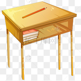 手绘学习书桌插画