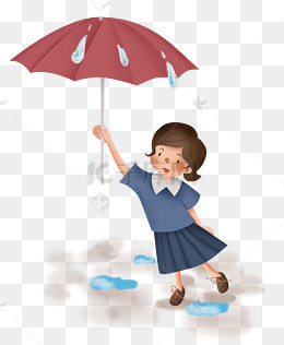 雨水拿雨伞的女孩