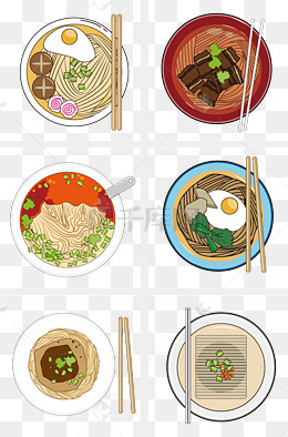 面条鸡蛋牛肉面插画