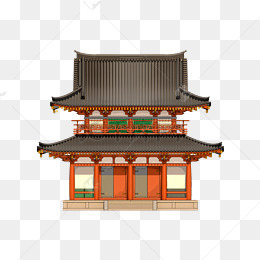 手绘唐朝建筑寺庙楼房