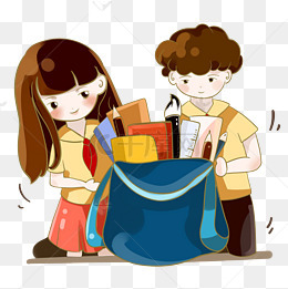 开学季男孩男孩整理书包png素材