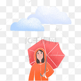 雨中打伞的女孩丑态素材下载卡通女生醉酒图片