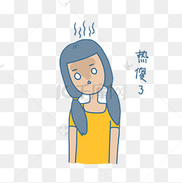 夏日清凉手绘卡通可爱双马尾女孩热傻了表情包