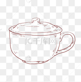 线描茶杯装饰插画