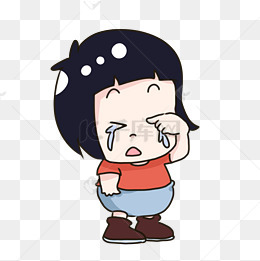 手绘卡通哭泣的小女孩