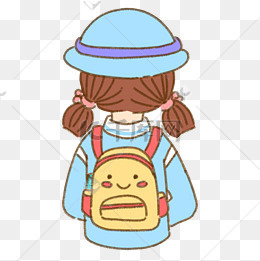开学季学生上学女生小女孩背书包可爱