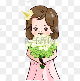 儿童节情人节捧花小女孩