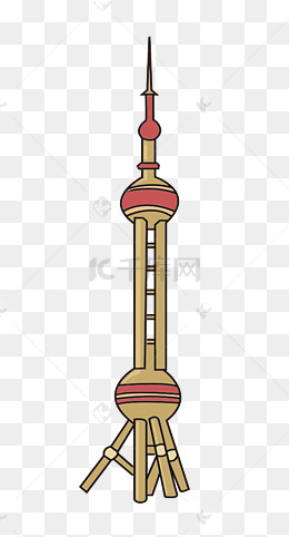 手绘建筑东方明珠插画