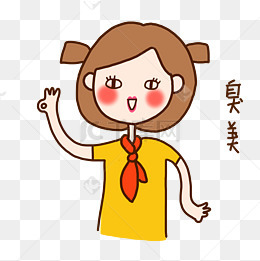 夏日戴红领巾小女孩可爱表情包