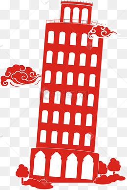 红色的地标建筑插画
