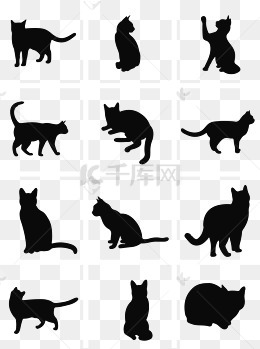 猫咪十二种动态剪影