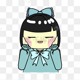 手绘卡通表情害羞女孩卖萌图片