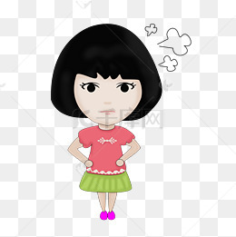 卡通可爱生气女孩手叉腰