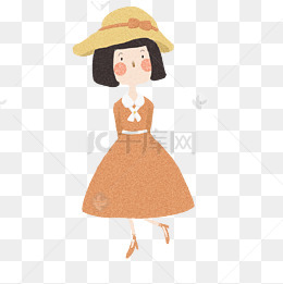 现代卡通女孩戴帽子插画