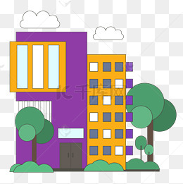 卡通风城市建筑大楼