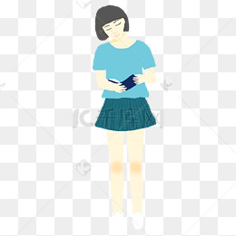 拿东西的短发女孩免扣图