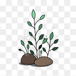 石头可爱绿色卡通植物