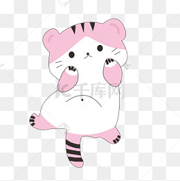可爱粉色卡通手绘唱歌猫咪开心卖萌