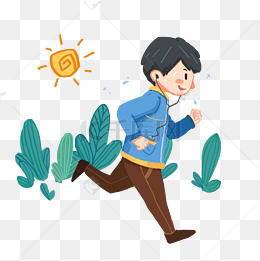 卡通跑步的男孩插画