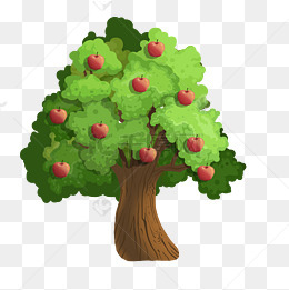卡通绿色的苹果树