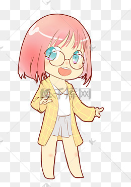 q版戴眼镜的小女孩