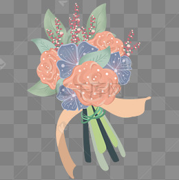 婚礼蓝色捧花手绘