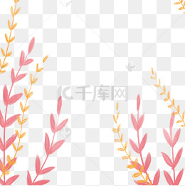 水彩文艺粉色植物花草卡通png素材
