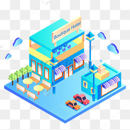 卡通立体酒店街头生活场景
