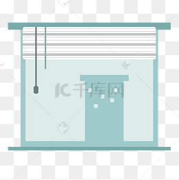 小清新的蓝色卷闸门免抠图