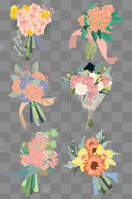手绘浪漫新娘手捧花