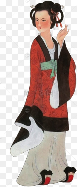手绘隋代侍女服饰