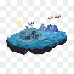 悬空岛上的湖泊山庄