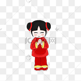 手绘卡通年画女孩