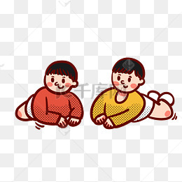 卡通矢量免抠可爱两个婴儿宝宝双胞胎