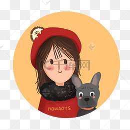 卡通女孩和小狗png免抠素材