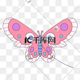 彩色蝴蝶风筝插画