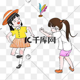 童年游戏孩童踢毽子