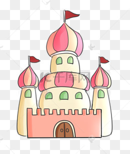 粉色城堡卡通插画