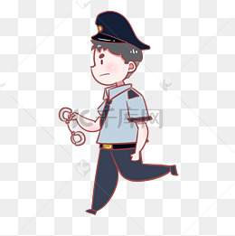 警察手铐卡通插画