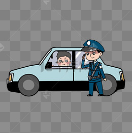 查车时敬礼打招呼的警察